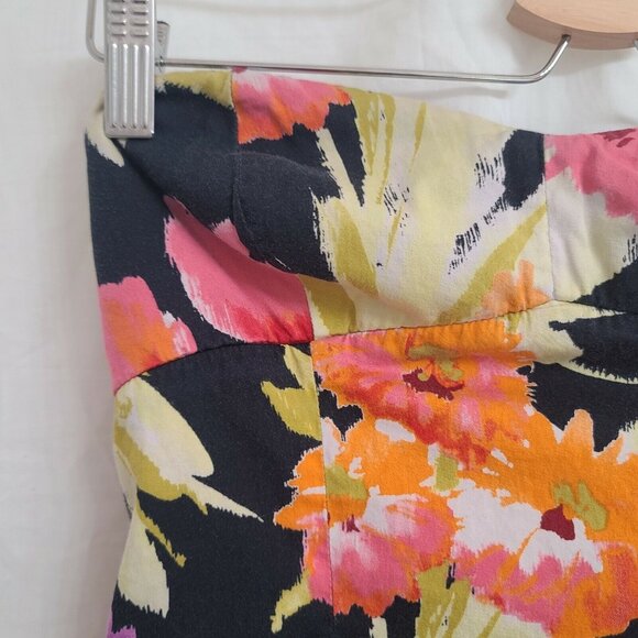 Forever 21 Dress Juniors Small Black Floral Print Mini Strapless Cotton Blend - Picture 4 of 12
